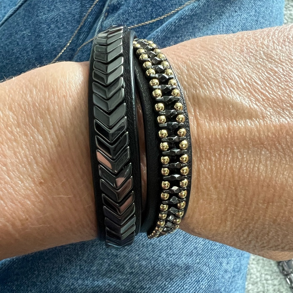 Black and Gold Stella and Dot wrap bracelet